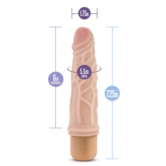 Eden 7" Long Beige Ridged Realistic 1 Mode Vibrating Dildo