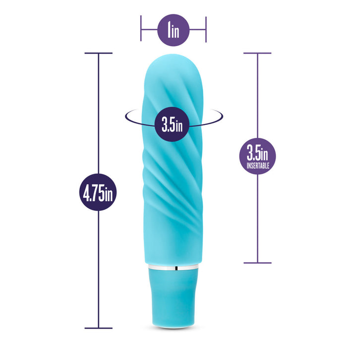 Eden 3.5" Long 10 Mode Ridged Blue Waterproof Vibrator