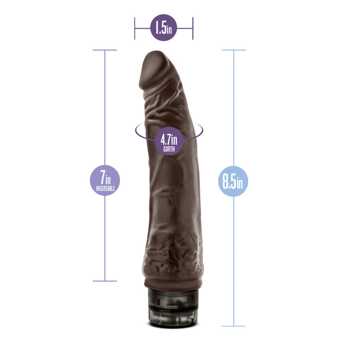 Eden 8.5" Long Brown Ridged Realistic 1 Mode Vibrating Dildo