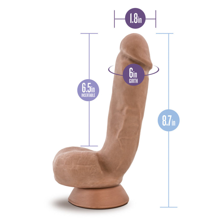 Eden 8.5" Long Brown Rigid Realistic Dildo With Balls & Suction Cup Base