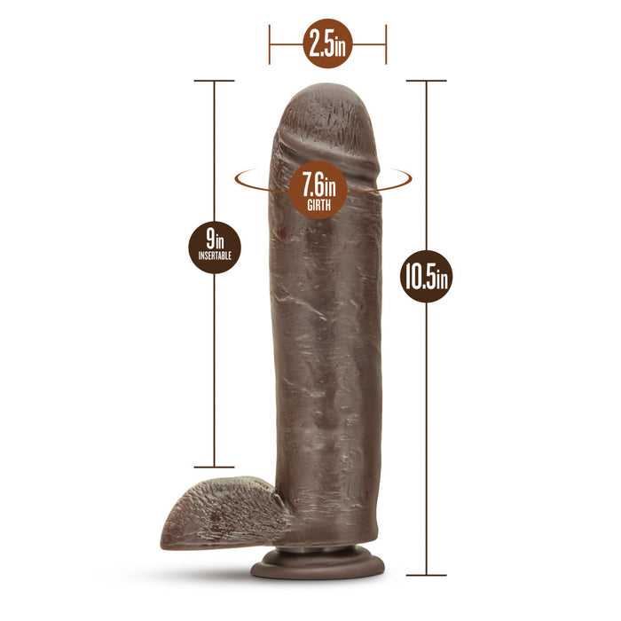 Eden 10.5" Long Brown Realistic Dildo With Suction Cup Base