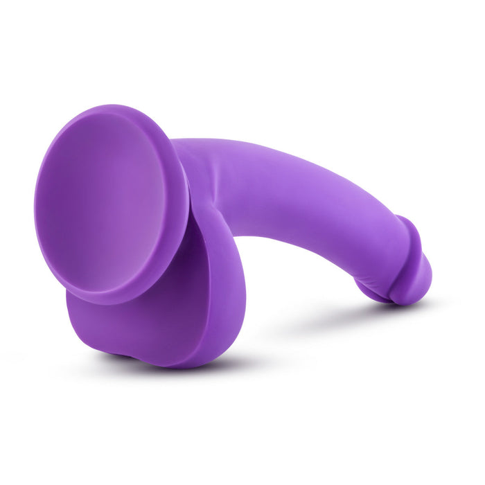 Eden 7.75" Long Silicone Purple Realistic Curved Dildo With Balls & Suction Cup Base