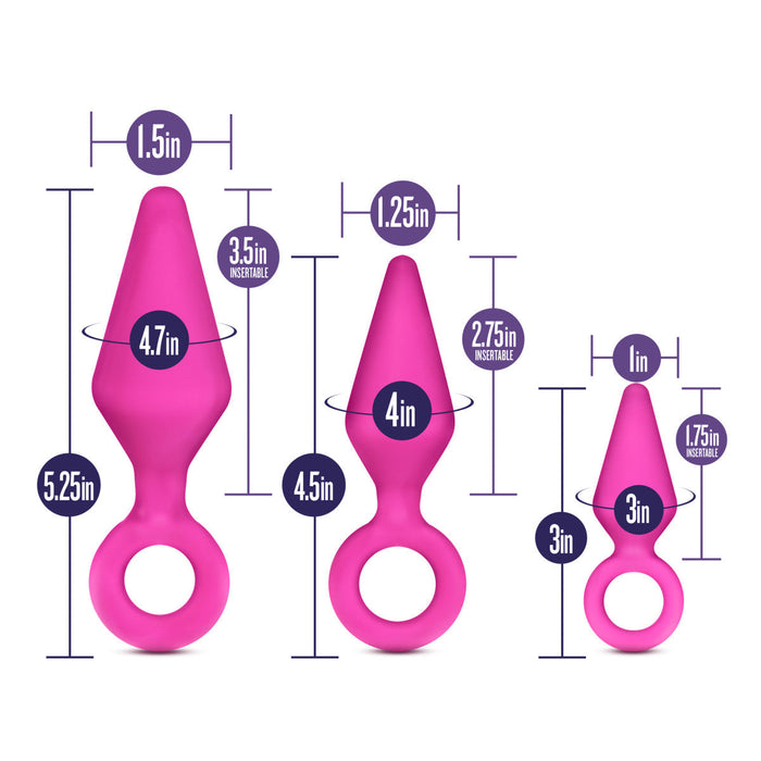 Eden Pink Silicone Anal Butt Plug (3 Pack)