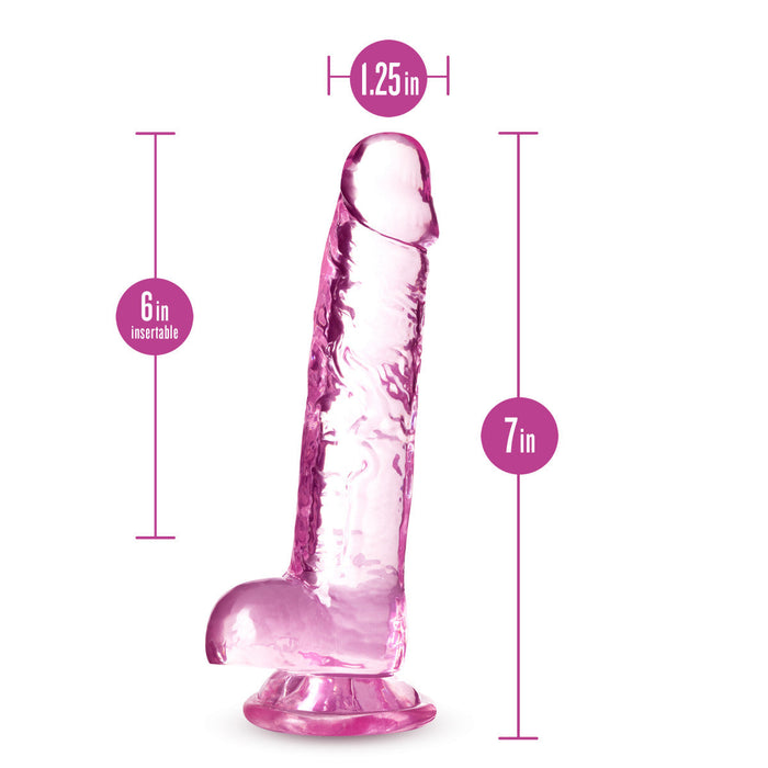 Eden 7" Long Pink Realistic Dildo With Suction Cup Base