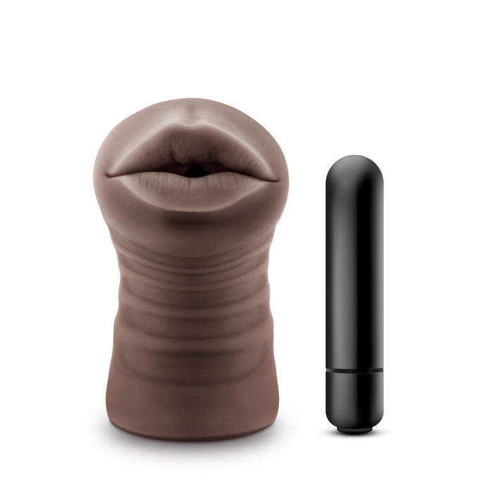 Adult Sex Toys Vibrating Pocket Pussy Masturbator - Brown