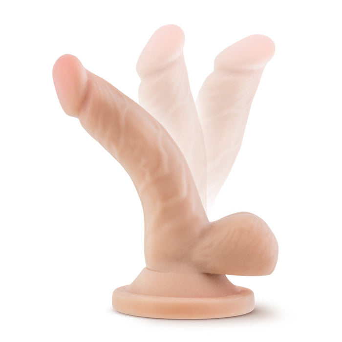 Eden 4" Long Beige Realistic Curved Dildo With Balls & Suction Cup Base