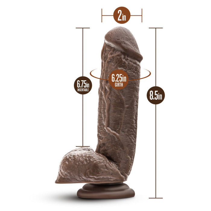 Eden 8.5" Long Brown Ridged Suction Realistic Dildo With Suction Cup Base