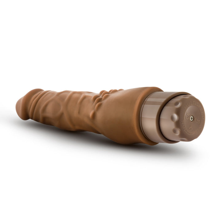 Eden 8" Long Brown Ridged Realistic 1 Mode Vibrating Dildo