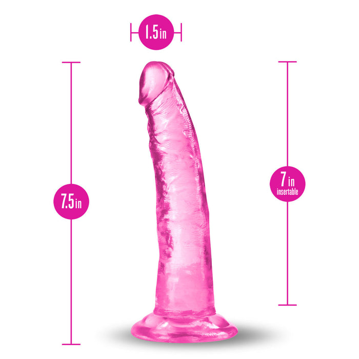 Eden 7.5" Long Pink Ridged Realistic Dildo With Suction Cup Base