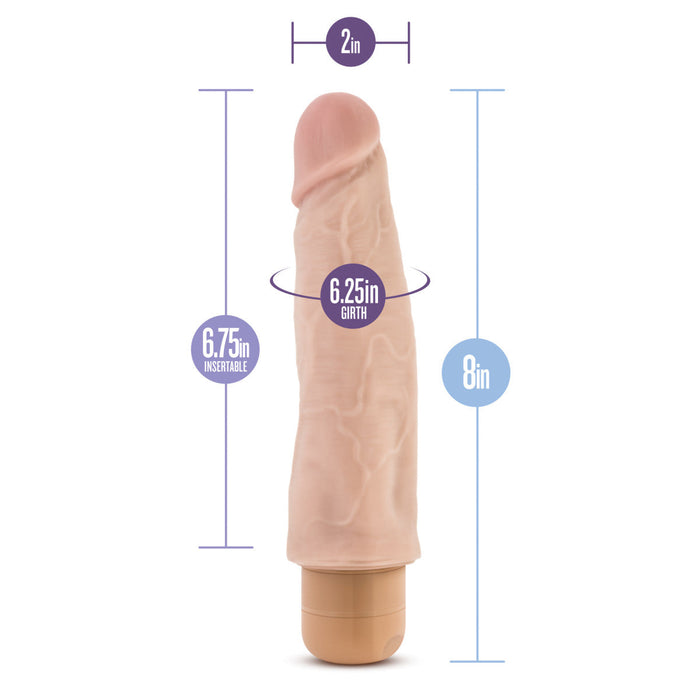 Eden 8" Long Beige Ridged Realistic 1 Mode Vibrating Dildo