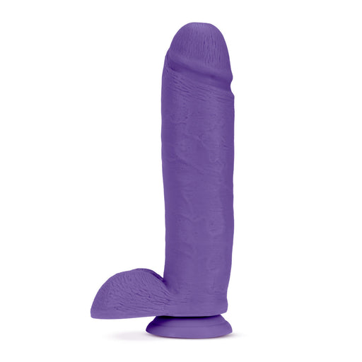 Adult Sex Toys 10.5" Long Purple Tapered Rigid Realistic Dildo With Balls & Suction Cup Base