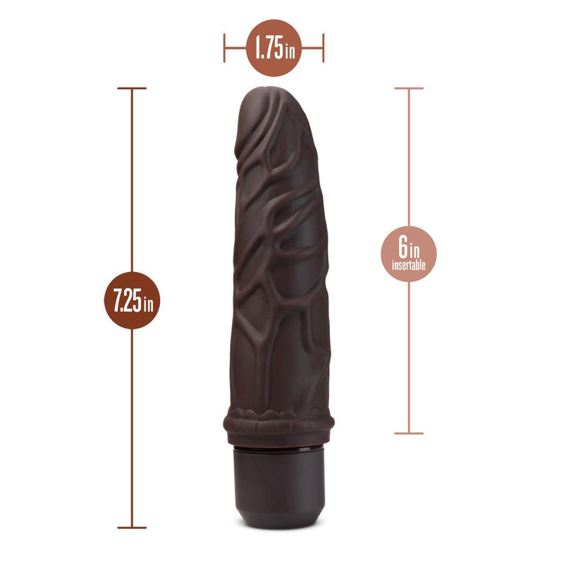 Eden 7.5" Long Brown Silicone Curved G Spot 10 Mode Vibrating Dildo