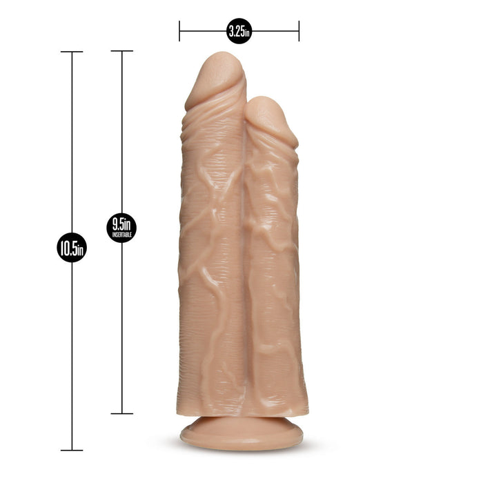 Eden 10.5" Long Beige Realistic Dual Dildo With Suction Cup Base