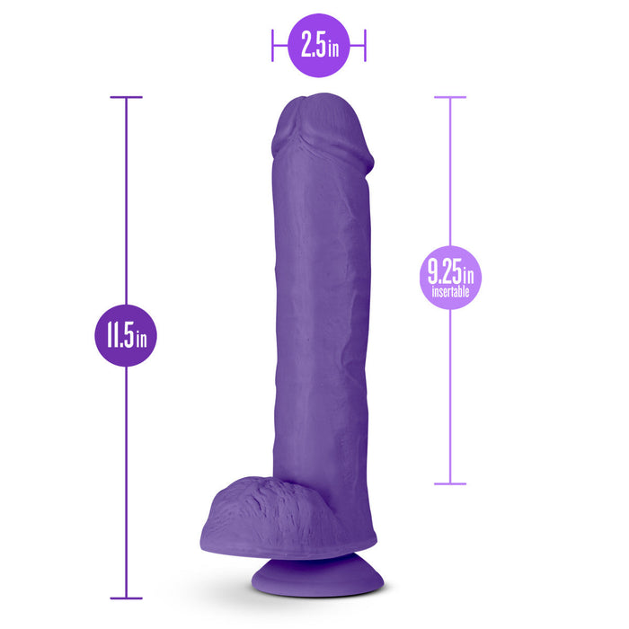 Eden 11.5" Long Purple Realistic Dildo With Balls & Suction Cup Base