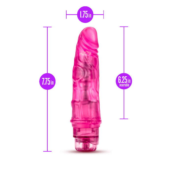 Eden 7.75" Long Pink Realistic Multispeed Vibrating Dildo