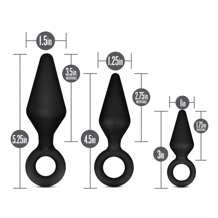 Eden Black Silicone Beginner's Anal Butt Plug (3 Pack)