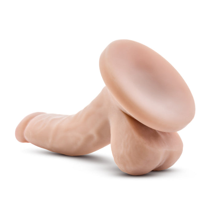 Eden 4" Long Beige Realistic Curved Dildo With Balls & Suction Cup Base