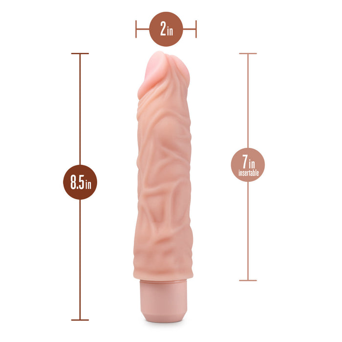 Eden 8" Long Beige Silicone Curved G Spot 10 Mode Vibrating Dildo