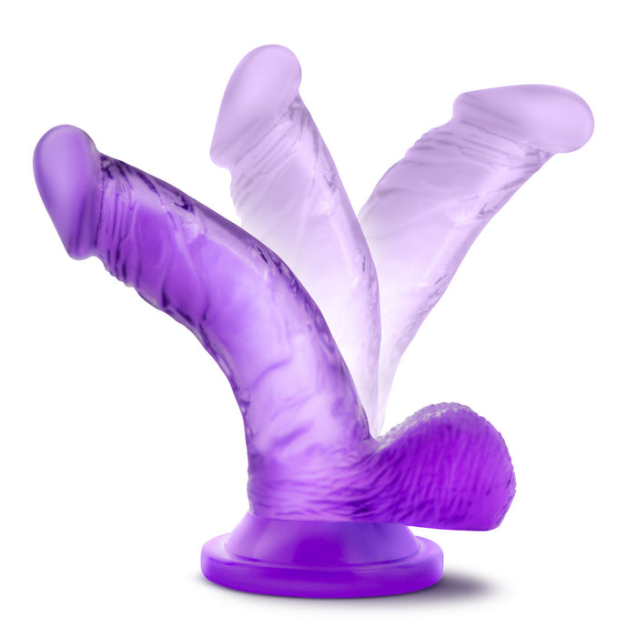 Eden 4.75" Long Purple Realistic Curved Dildo With Balls & Suction Cup Base