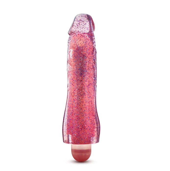 Adult Sex Toys 8" Long Glow In The Dark Pink Ridged 1 Mode Vibrating Dildo