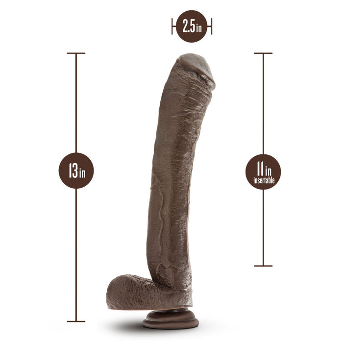 Eden 13" Long Brown Realistic Dildo With Balls & Suction Cup Base