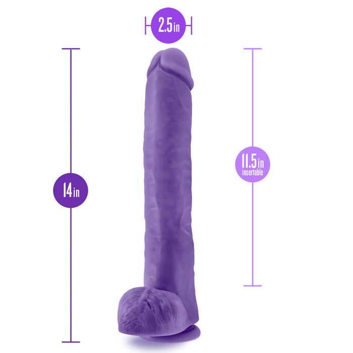 Eden 14" Long Purple Realistic Dildo With Balls & Suction Cup Base