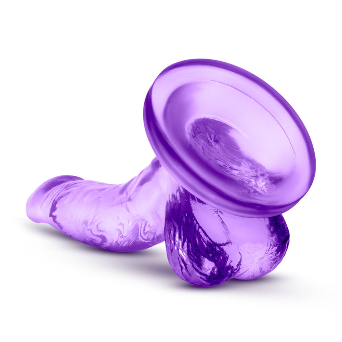 Eden 4.75" Long Purple Realistic Curved Dildo With Balls & Suction Cup Base