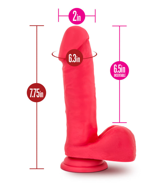 Eden 8" Long Red Silicone Realistic Dildo With Balls & Suction Cup Base