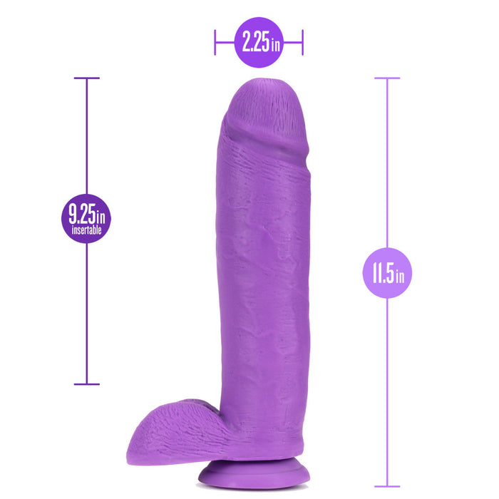 Eden 11" Long Purple Realistic Dildo With Balls & Suction Cup Base