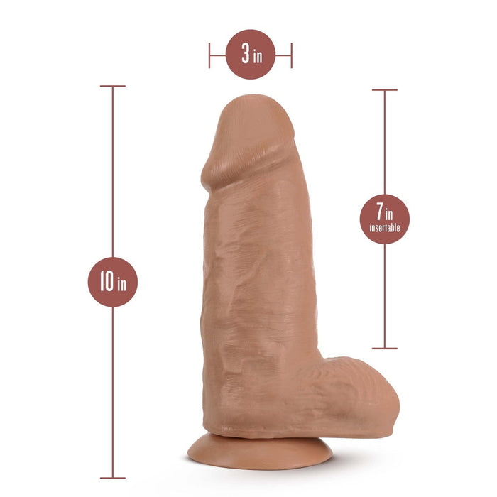 Eden 10" Long Girthy Brown Realistic Dildo With Balls & Suction Cup Base